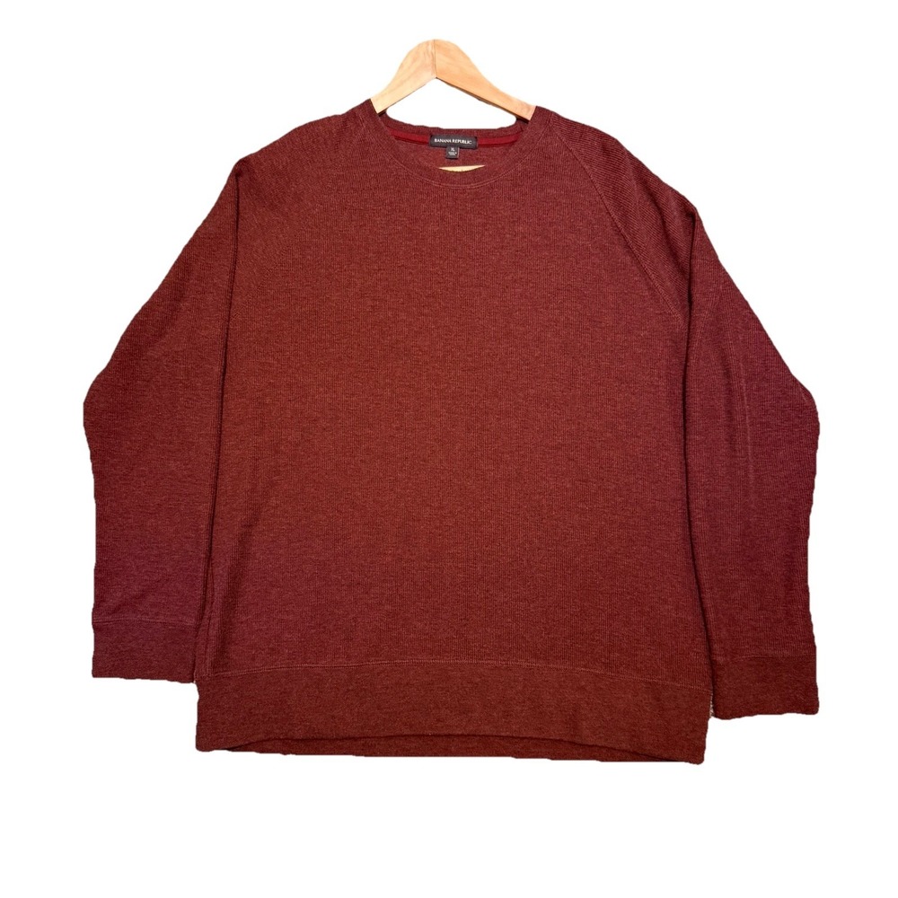 Banana Republic Thermal Shirt Mens XL Maroon Crew Neck Long Sleeve Knit Pullover